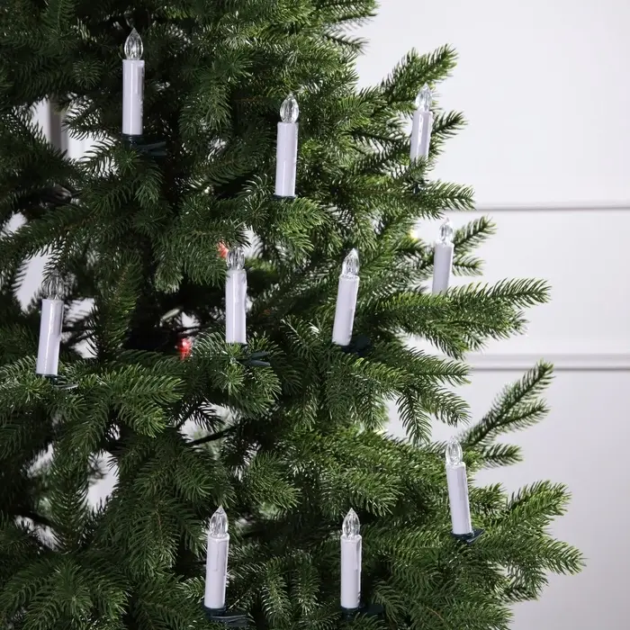 Светодиодные свечи на прищепках 10 см, 10 штук, от батареек ААх1, пульт ДУ, свечение тёплое белое