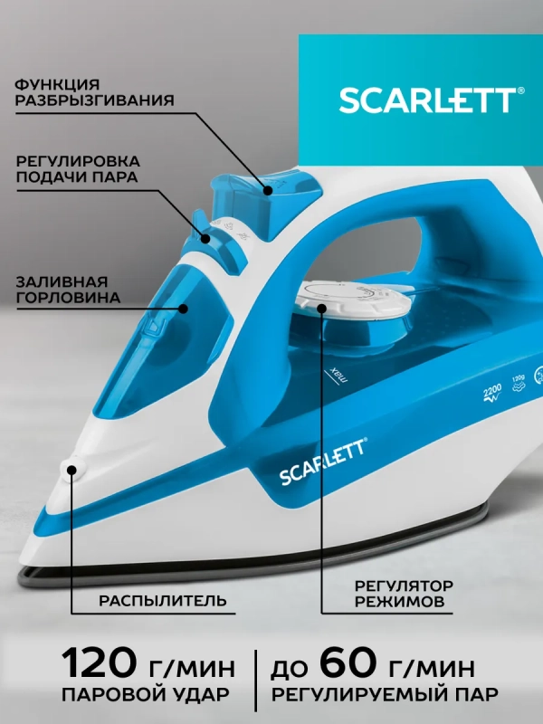 Утюг с антипригарным покрытием 2200 Вт SC-SI30P17 Утюг с антипригарным покрытием 2200 Вт SC-SI30P17
