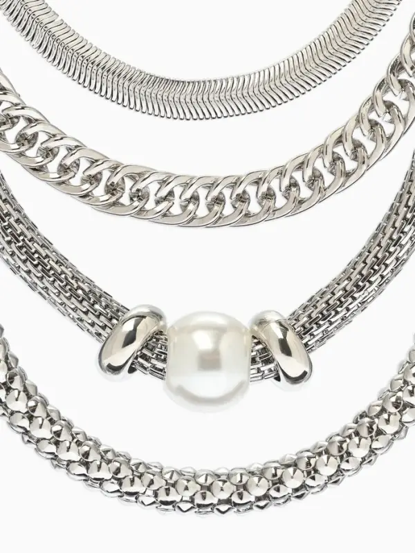 Браслеты &laquo;Стиль. Плетение и Звенья&raquo;, набор 4 шт. L=17 см, белый в серебре