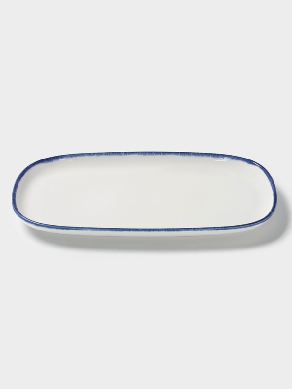 Блюдо овальное Blue Lagoon Magistro 34.5 см, белое, синий