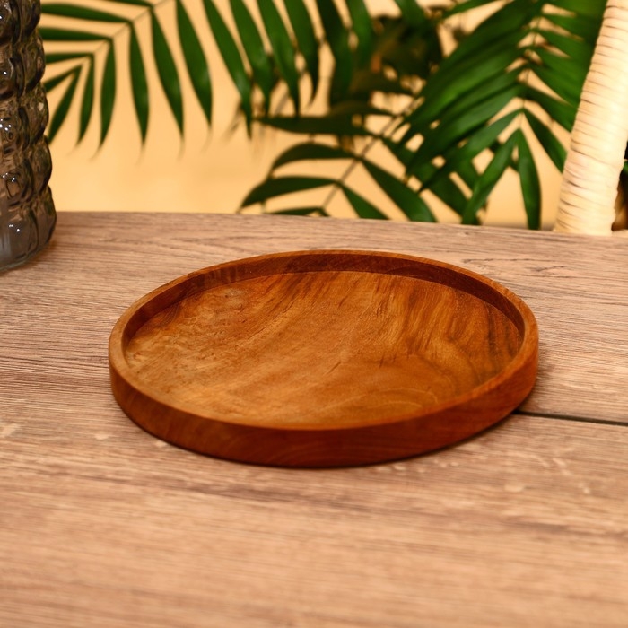 Блюдо 20х20х2 см, тиковое дерево