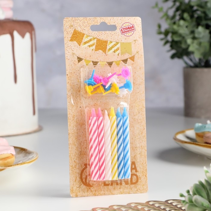 Свечи в торт Свечи в торт "Спираль", 6.5х0.5см, 12 шт