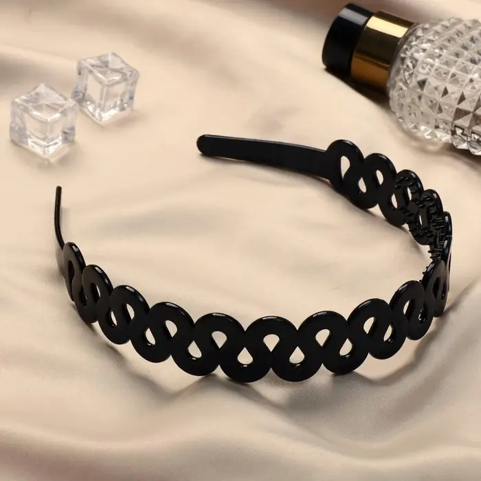 Ободок для волос «Ночка», петельки, 2.2 см, чёрный