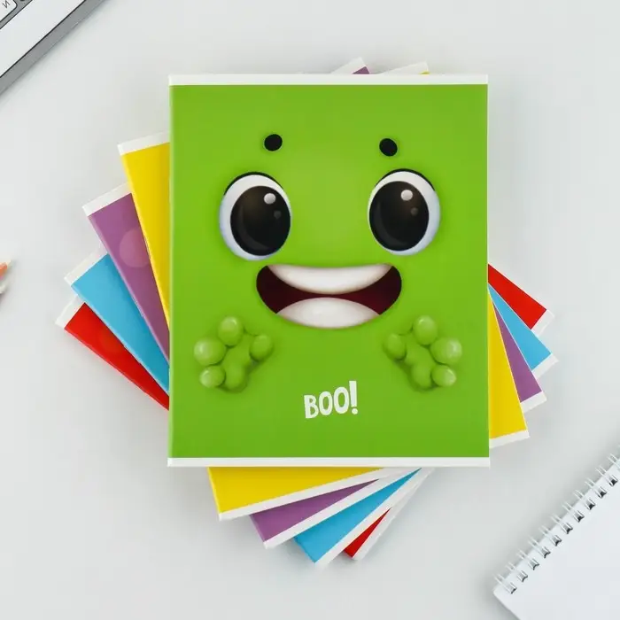 Тетрадь в клетку, 48 л., А5, на скрепке, блок №1, Boo!, МИКС Тетрадь в клетку, 48 л., А5, на скрепке, блок №1, Boo!, МИКС