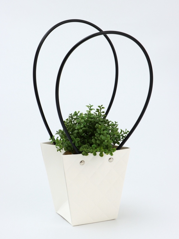 Сумка для цветов тиснение Белая влагостойкая, 12x12-8x8-12.5 см Сумка для цветов тиснение Белая влагостойкая, 12x12-8x8-12.5 см