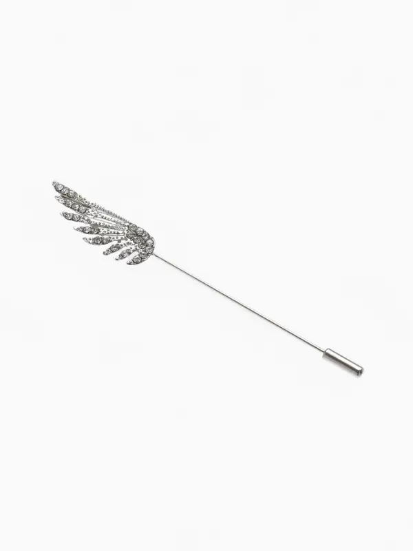 Булавка &laquo;Крыло&raquo;, 9&times;1 см, белая в серебре