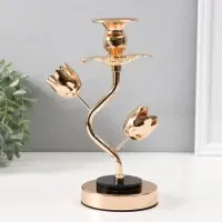 Подсвечник на 1 свечу &laquo;Золотые тюльпаны&raquo;, d=2-6 см, металл, акрил, 10&times;10&times;22.5 см