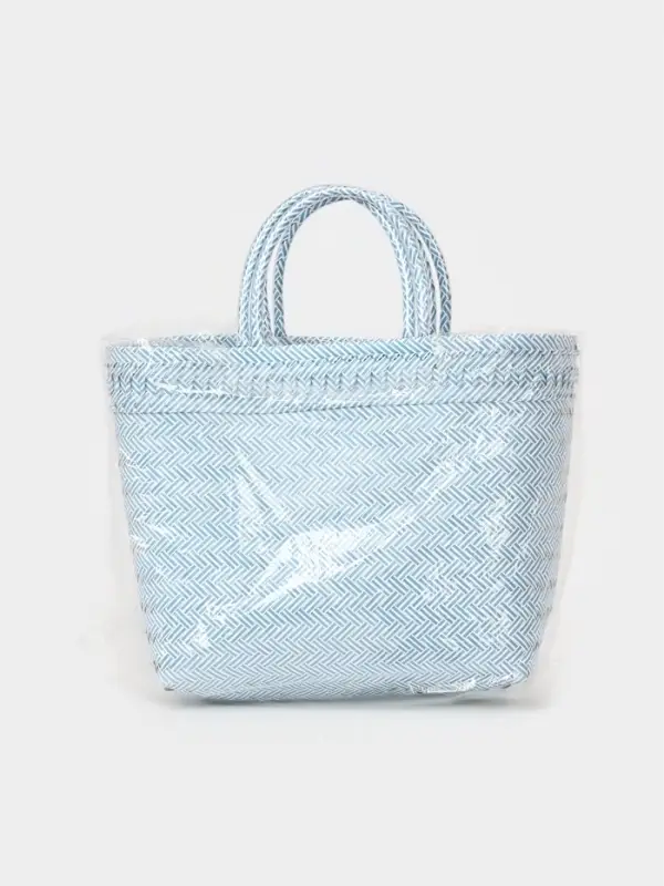 Сумка плетёная, 30&times;15&times;35 см, пластик, бело-голубая