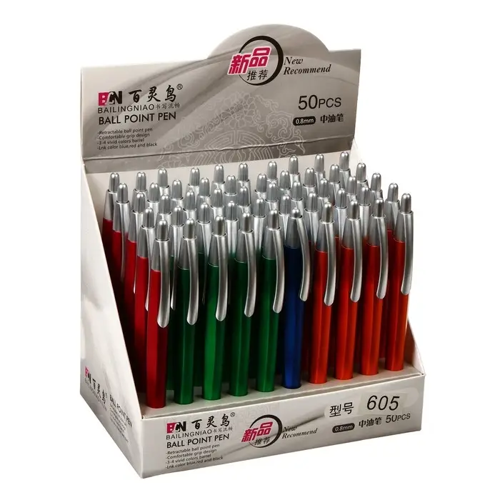 Ручка шариковая автоматическая 0.8 мм синяя, корпус МИКС Ручка шариковая автоматическая 0.8 мм синяя, корпус МИКС