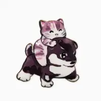 Брошь &laquo;Котёнок с щеночком&raquo; озорные, МИКС в золоте (неделимая фасовка 12 шт. цена за шт.)