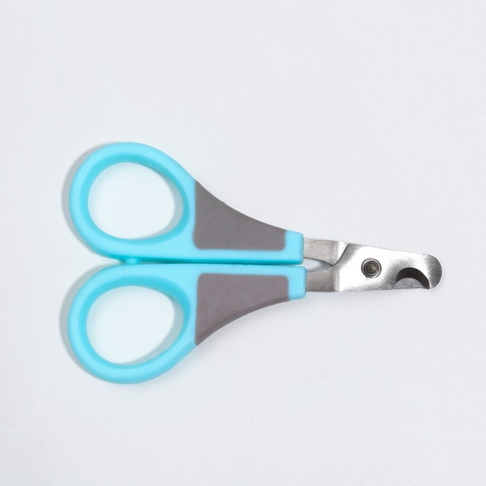 Ножницы-когтерезы изогнутые, отверстие 7 мм, голубые с серым Ножницы-когтерезы изогнутые, отверстие 7 мм, голубые с серым