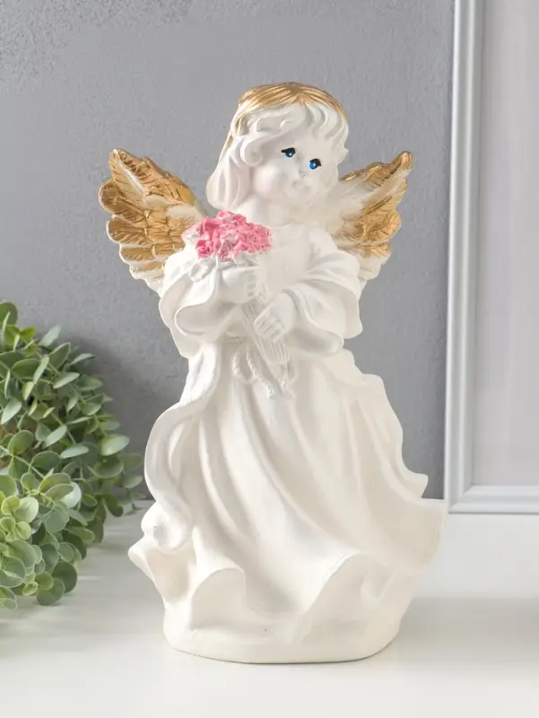 Фигура "Ангел в платье" большой" перламутр 36х19х18 см