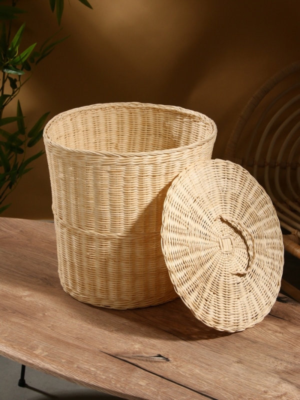 Корзина для белья с крышкой, 35х35х40 см, ротанг