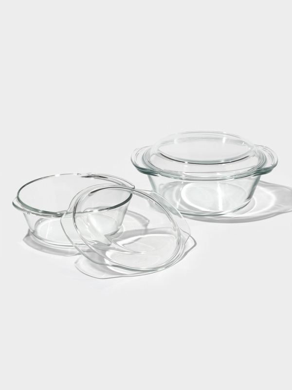 Набор кастрюль из жаропрочного стекла для запекания Доляна «Гратен», 2 предмета: 1 л, 1,5 л, с крышками Набор кастрюль из жаропрочного стекла для запекания Доляна «Гратен», 2 предмета: 1 л, 1,5 л, с крышками