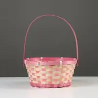 Корзина плетёная, бамбук, 21&times;21&times;10/24 см, розовая