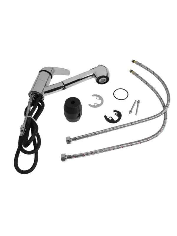 Смеситель для кухни ZEIN ZC2041, однорычажный, картридж 35 мм, с выдвижной лейкой, хром