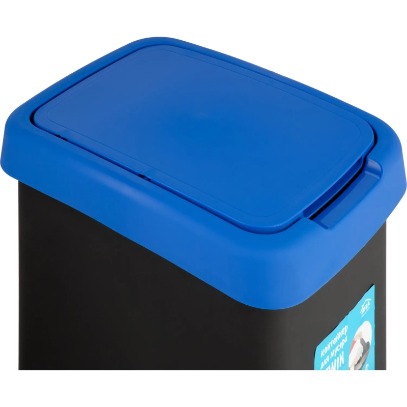 Ведро мусорное пластик 25л кругл черн с син крышкой 330х470х260мм IDEA ТВИН