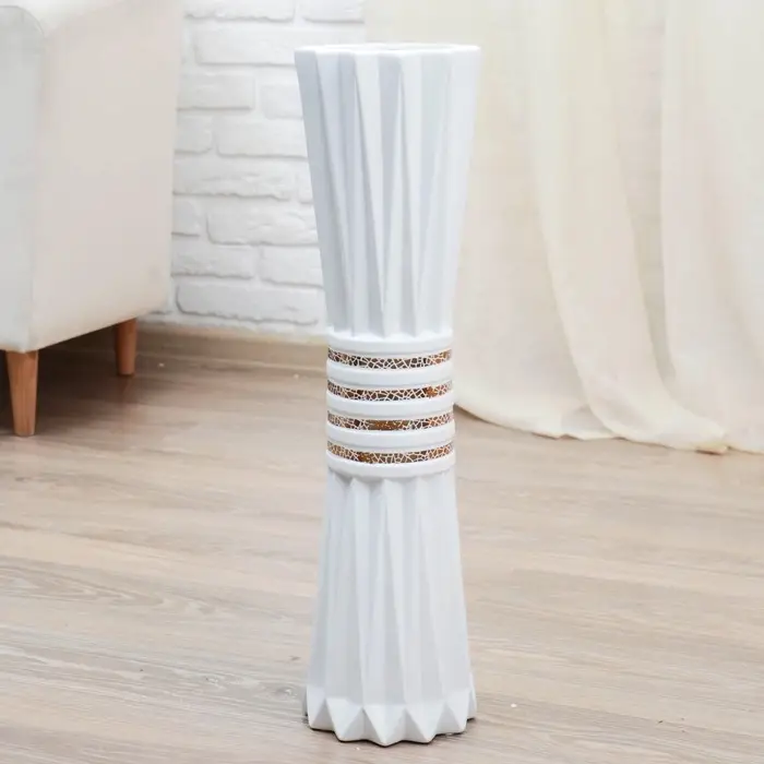 Ваза напольная &laquo;Геометрия люкс&raquo;, пояс, 16&times;60 см, керамика, белая