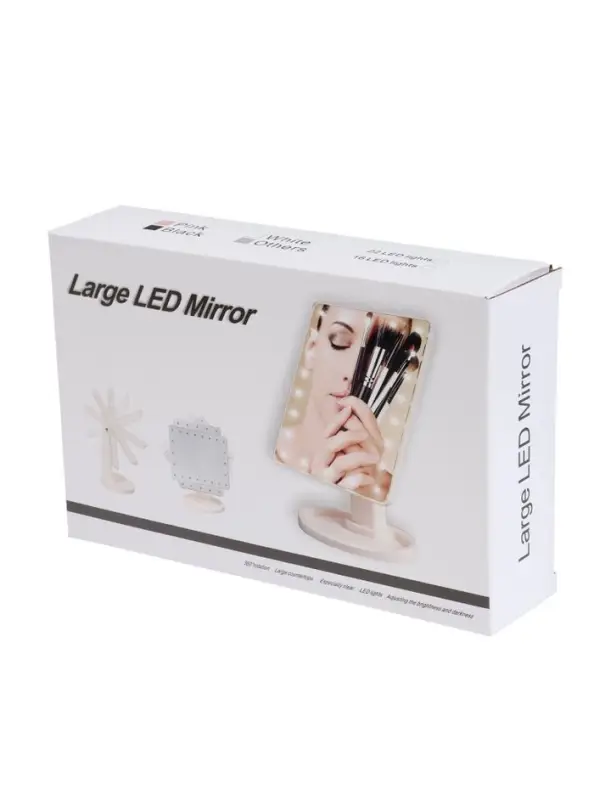 Зеркало KZ-06, подсветка, 26.5 х 16 х 12 см, 16 диодов, сенсорная кнопка, белое Зеркало KZ-06, подсветка, 26.5 х 16 х 12 см, 16 диодов, сенсорная кнопка, белое