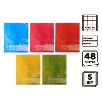 Тетрадь 5 штук, 48 листов в клетку Calligrata MonoColor, обложка мелованный картон, блок офсет