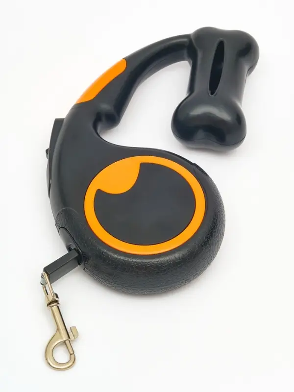 Рулетка - поводок &laquo;Косточка&raquo;, 3 м, с контейнером для пакетов, пластик, чёрная