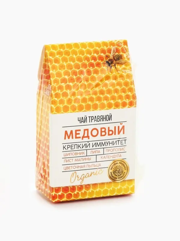 Ягодно-травяной чай &laquo;Медовый&raquo;: цветы липы, шиповник, лист малины, цветочная пыльца, прополис, цветы календулы, 50 г