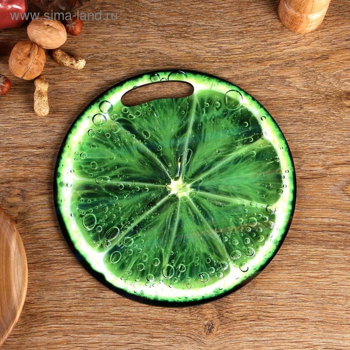 Доска разделочная и сервировочная круглая кухонная  Доска разделочная и сервировочная круглая кухонная "Лайм в разрезе", 25,5 см