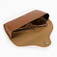 Футляр для очков на кнопке, 16&times;3.5&times;6.5 см, коричневый