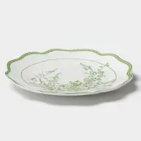 Тарелка десертная WY Bloomware. d=20 см, фарфор, белая, зелёная