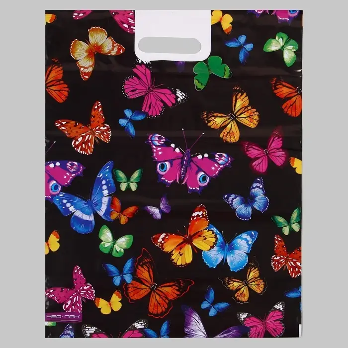 Пакет подарочный &laquo;Бабочки&raquo;, полиэтиленовый с вырубной ручкой, 38&times;47 см, 60 мкм