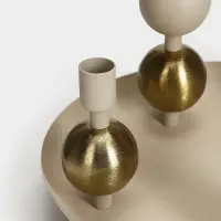 Подсвечник на 4 свечи на тарелке со сферами, 25.5&times;22.5&times;32 см, бежево-золотой