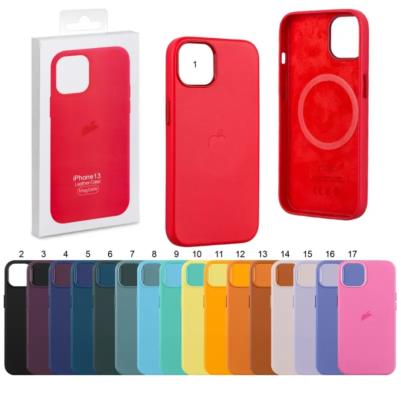 Чехол для iPhone 13 Leather Case (MagSafe) с лого