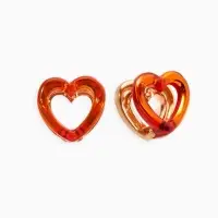 Серьги &laquo;Сердце двойное&raquo;, коричневые в золоте