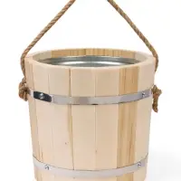 Ведро для бани и сауны, 7 л, липа, оцинкованная вставка, ручка - верёвка, &laquo;Добропаровъ&raquo;