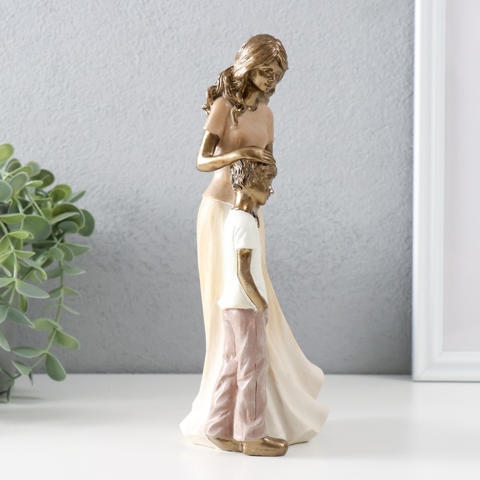 Сувенир полистоун  Сувенир полистоун "Мама с сыном" бронза, пастельные оттенки 11х8х22,5 см