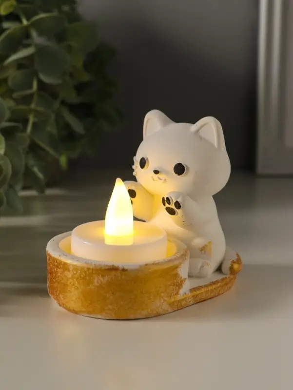 Подсвечник 8,5х7х5,5 см, белый с росписью