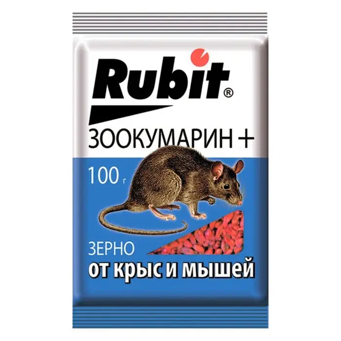 Зерновая приманка от крыс и мышей  Зерновая приманка от крыс и мышей "Rubit" Зоокумарин+, 100 г