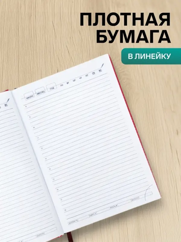 Ежедневник недатированный А5, 160 листов, &laquo;Небраска&raquo;, красный