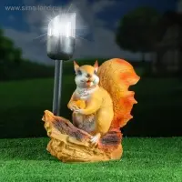 Садовая фигура - фонарь из полистоуна &laquo;Белка с орешком&raquo;, 24&times;16&times;24 см