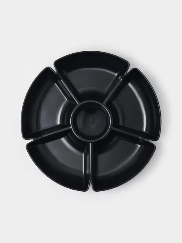 Менажница глубокая, 6 секций, d 28 см, цвет черный