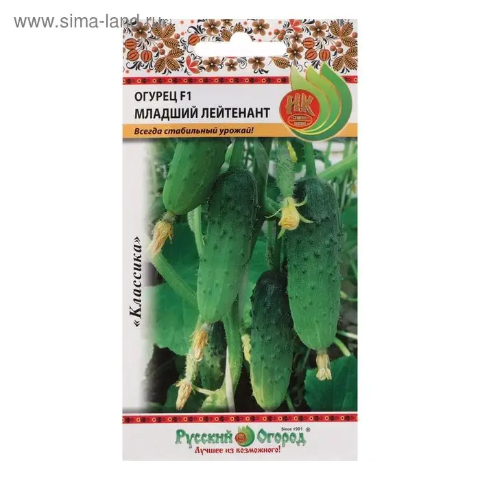 Семена Огурец Семена Огурец "Младший Лейтенант"F1, серия Русский огород, скороспел, партенокарп, 10 шт