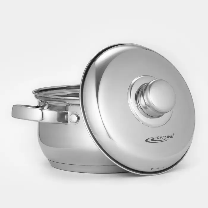 Кастрюля Катунь &laquo;Гретта&raquo;, 1.8 л, d=16 см, с крышкой, капсульное дно, индукция, нержавеющая сталь, AISI - 201, хромированная
