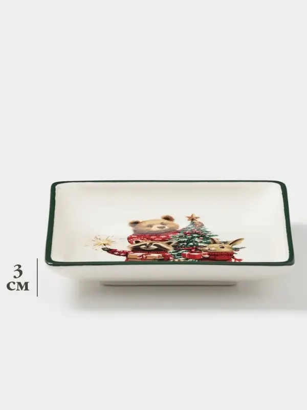 Тарелка сервировочная новогодняя Доляна &laquo;Сказки зимнего леса&raquo;, 15&times;15&times;3 см, доломит, белая