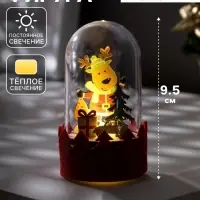 Светодиодная фигура под куполом &laquo;Оленёнок&raquo; 6&times;9.5&times;6 см, дерево, от батареек LR1130&times;3, свечение тёплое белое