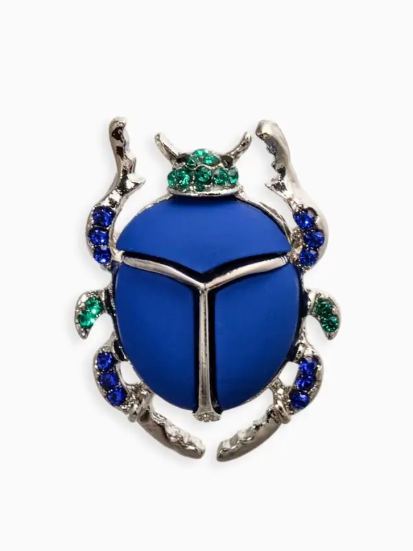 Брошь &laquo;Жук скарабей&raquo;, матово-синяя в серебре
