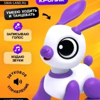 Робот кролик &laquo;Питомец&raquo; IQ BOT, интерактивный: с записью звуков, реагирует на хлопки, звук, свет, на батарейках, розовый