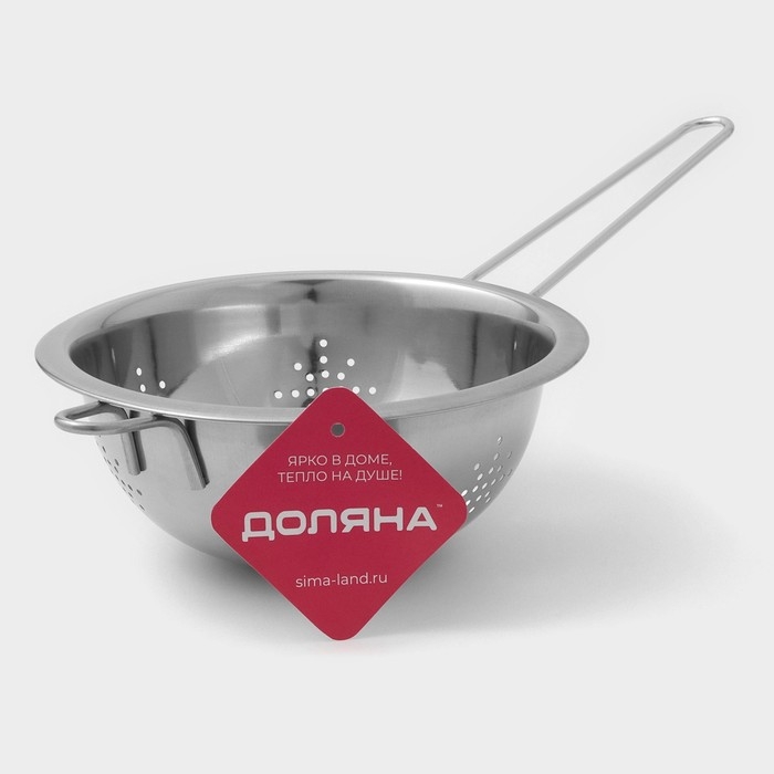 Дуршлаг из нержавеющей стали Доляна, 900 мл, d=18 см, толщина 0,3 мм, длинная ручка Дуршлаг из нержавеющей стали Доляна, 900 мл, d=18 см, толщина 0,3 мм, длинная ручка