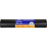 Мешки для мусора ПВД 120л 80мкм 10шт/рул черные 70x110см Luscan
