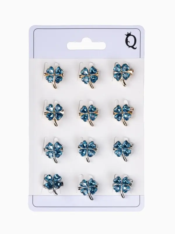 Брошь &laquo;Клевер&raquo;, сапфировый, МИКС, (неделимая фасовка 12 шт. цена за шт.)