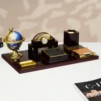 Набор настольный 7в1 (блок для бумаги, подставка для печати, карандашница, калькулятор, глобус, визитница с часами)